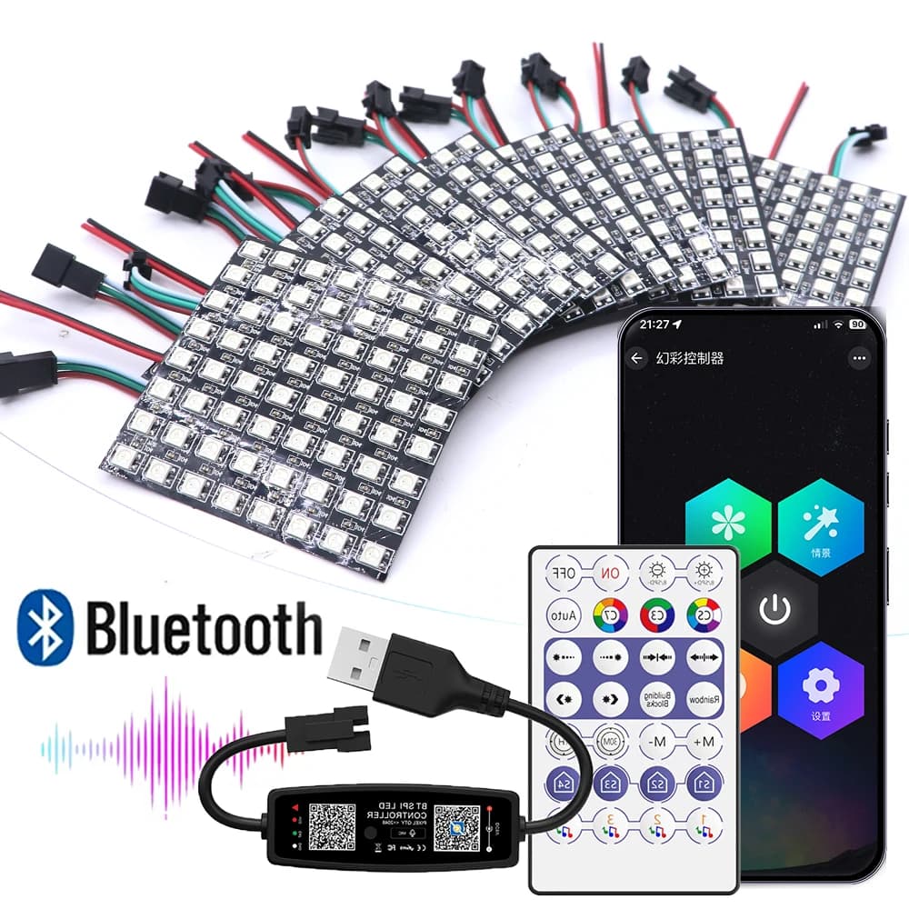 LED USB 28Keys 2.4G Controller 5V LED 8X8 16X16 8X32 WS2812B Individually Addressable LED Panel Light WS2812 Module Matrix Light