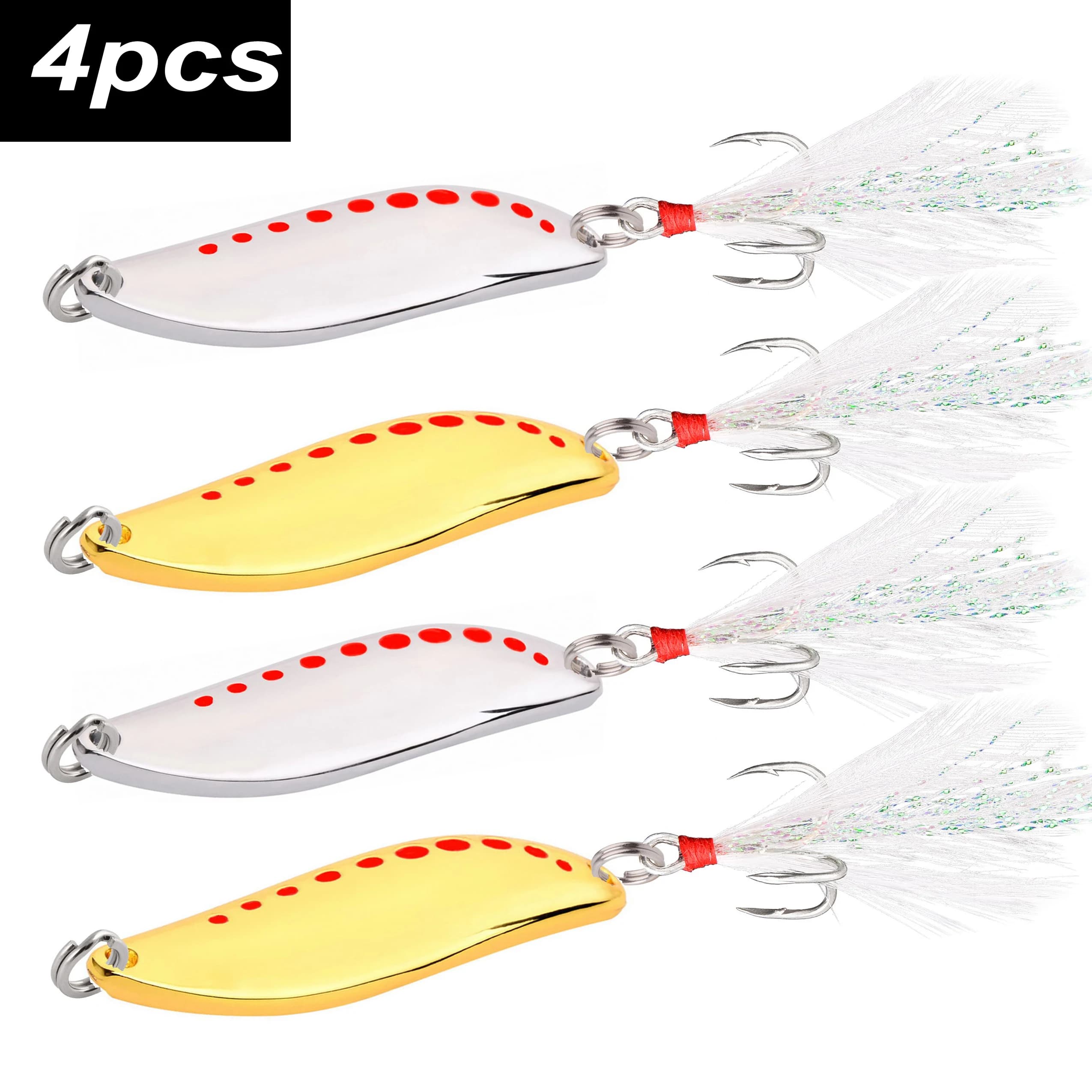 4 pezzi in metallo Vib sanguisuga spinner cucchiaio esche 2.5g-25g esca artificiale pesca richiamo di pesca gancio attrezzatura set per spigola luccio persico