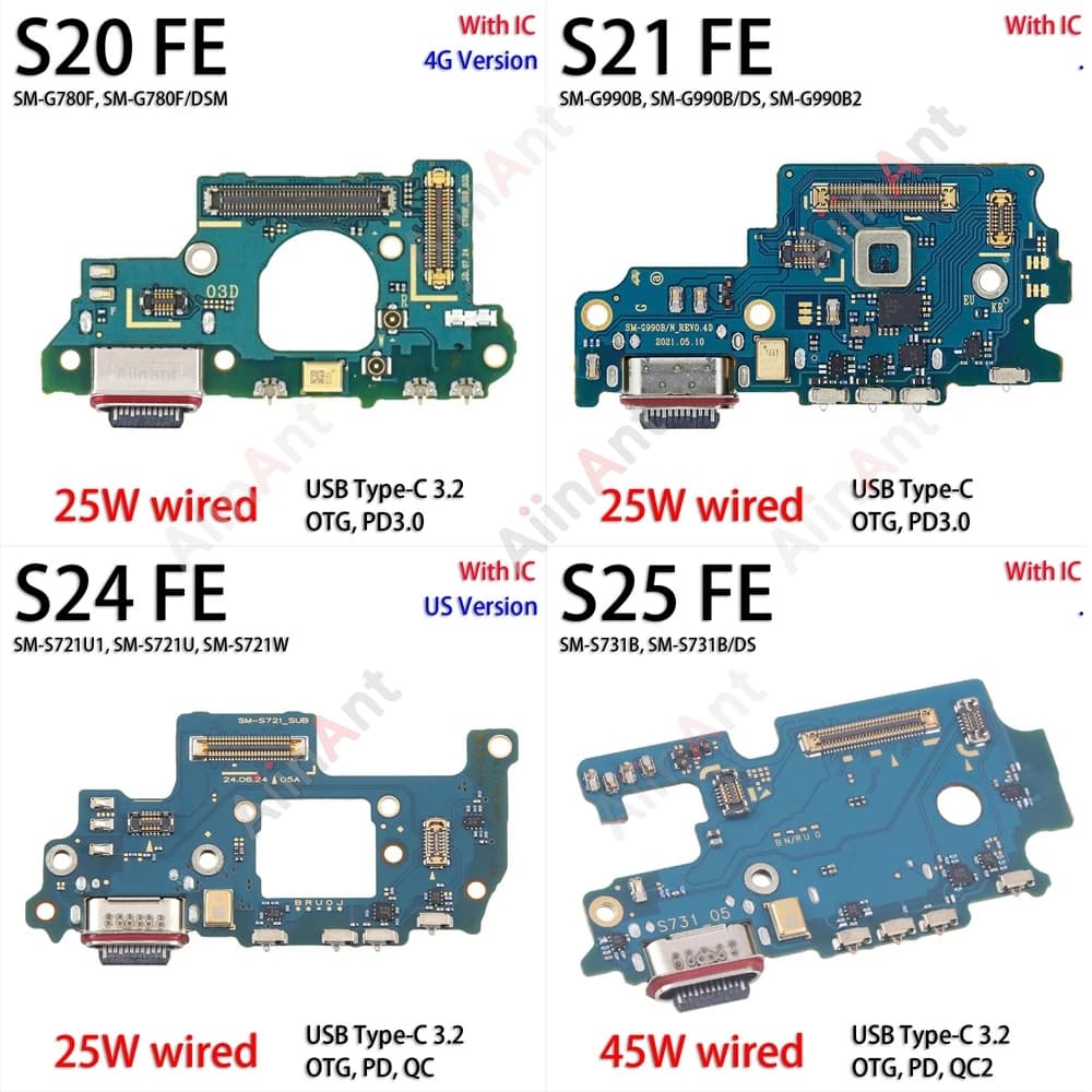 USB Mic Board Dock Charger Connector Charging Port Flex Cable For Samsung Galaxy S25 S731B S24 G990E S23 S21 S20 FE G780F G780G