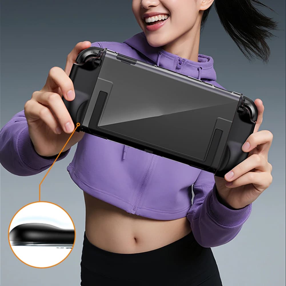 For NS2 PC Hard Case with Joystick Cap Anti-Scratch Crystal Protector Anti-Fall Shockproof Protective Shell Gift for Friends