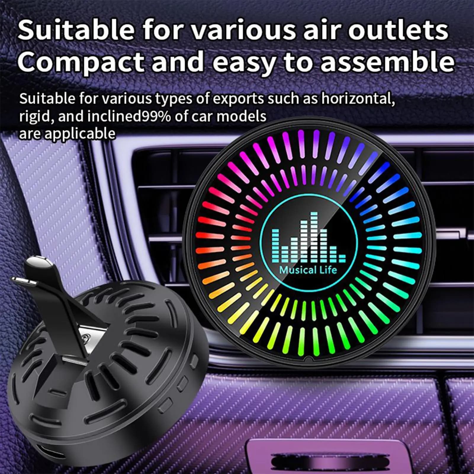 Car aromatherapy diffuser LED Music rhythm Environmental light USB charging Deodorant for environments Lamp Sound control Deodorant