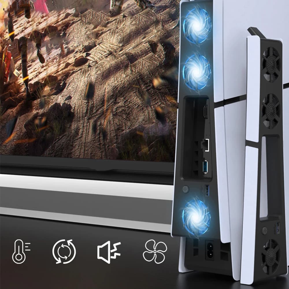 Ventola di raffreddamento da gioco Sistema di raffreddamento efficiente con riduzione del rumore della luce LED 3 ventole Raffreddamento Accessori di gioco per console PS5 Slim
