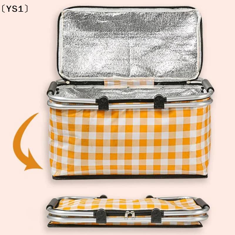 〔YS1〕Cesto da campeggio e picnic, pieghevole, termico, porta pranzo, contenitore per alimenti, cesto portaoggetti per picnic all'aperto