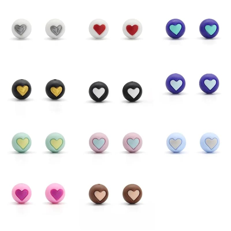 50 pz. perline in silicone da 15 mm, mini perline Focus per penne, perline in silicone alimentare per massaggiagengive, accessori fai da te per gioielli e catenelle per ciucci