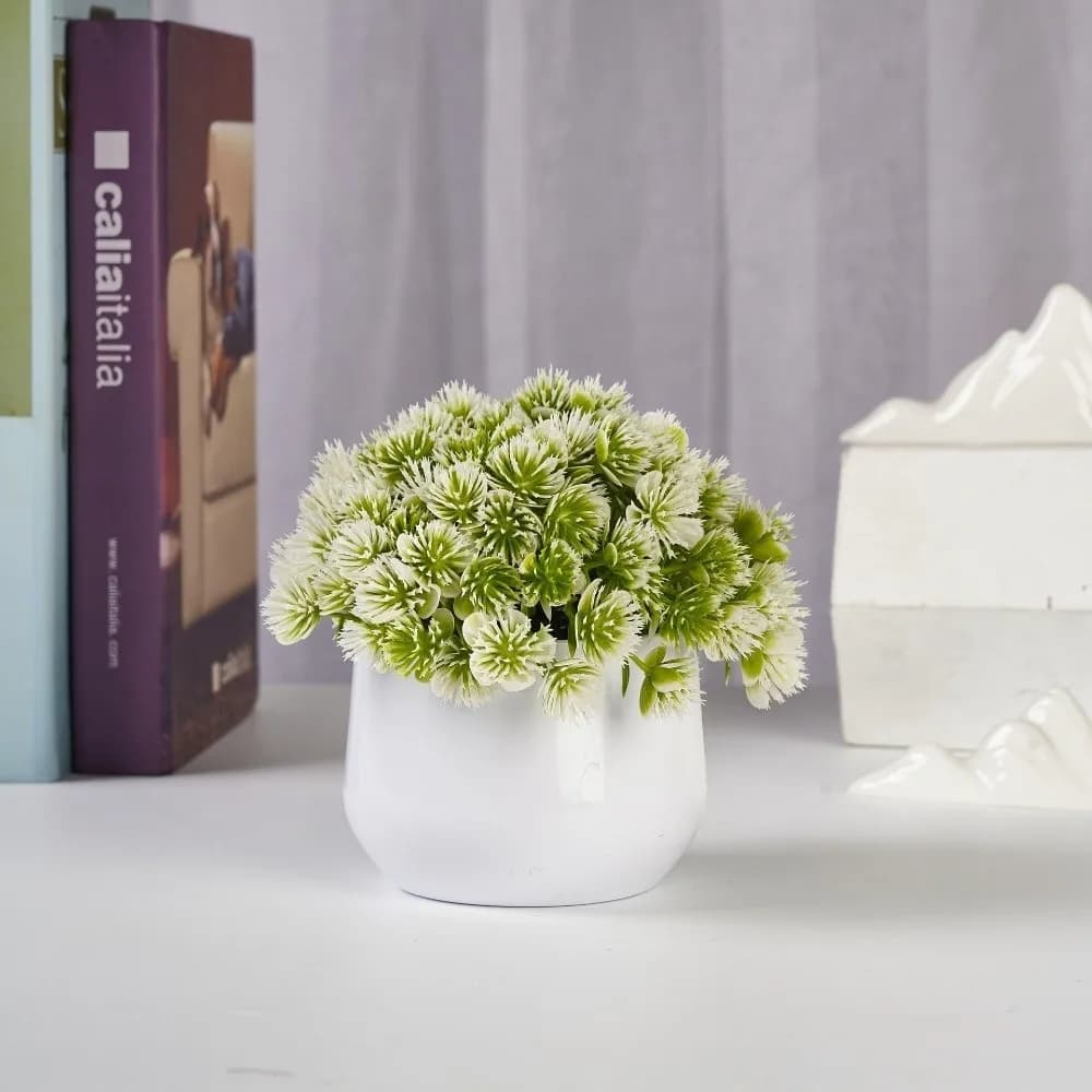 Pianta Artificiale in Plastica, Bonsai Sempreverde, Fiori Finti, Piante Bonsai Simulate, Vaso di Fiori Artificiali per Casa