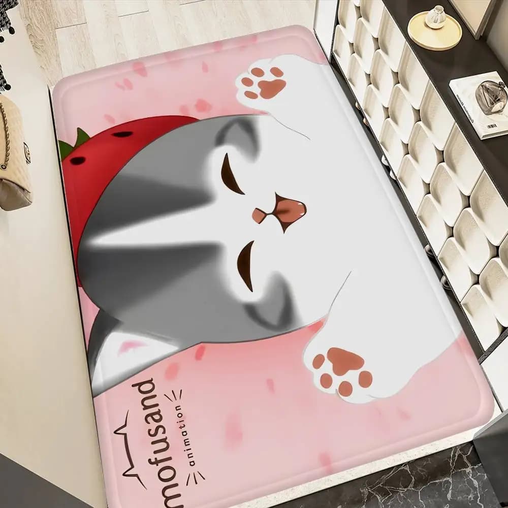 Funny Cat Mofusand Bathroom Mat INS Style Soft Bedroom Floor House Laundry Room Mat Anti-skid Welcome Doormat
