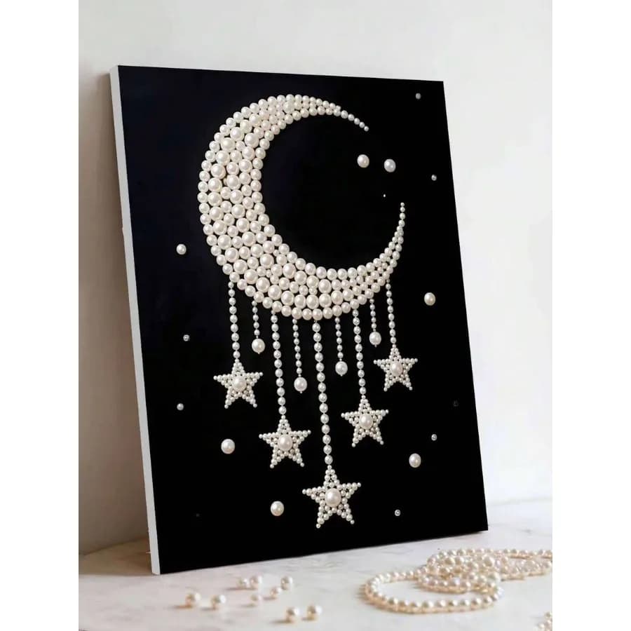 Nuovo Kit Pittura Diamante Fai-da-te Senza Cornice a Tema Luna e Stelle, Adatto per Decorazioni Camera da Letto e Arte Murale Soggiorno