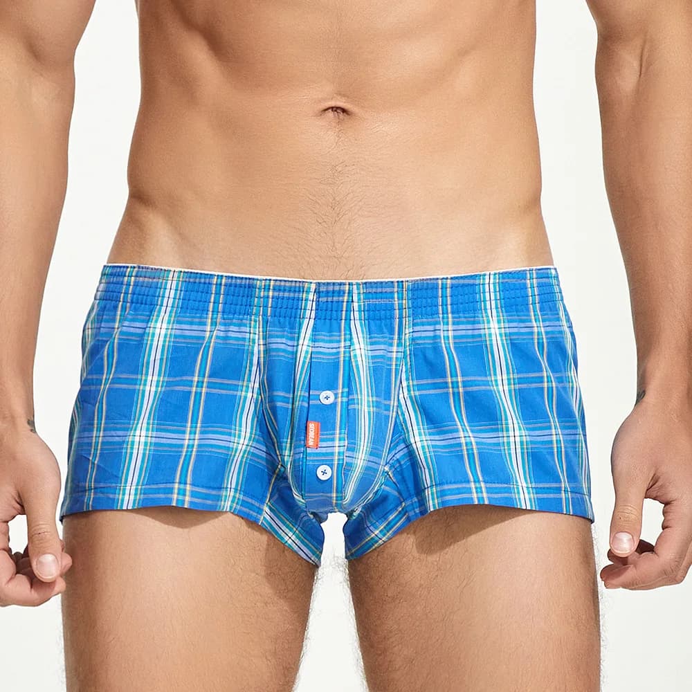 Boxer scozzesi in tessuto da uomo Abbigliamento da casa casual Tronchi sportivi per la casa Comodo intimo boxy ampio per pantaloni da notte da uomo