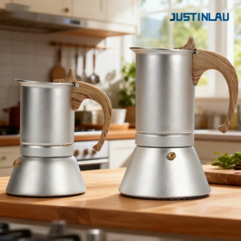 JUSTINLAU 150ml/300ml Caffettiera Moka Caffettiera Espresso Estrazione Caffè Preparazione Pentola Per Induzione Casa/Caffetteria