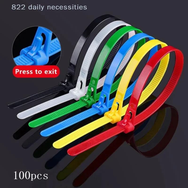 Comodi fermacavi staccabili da 100 pezzi, in plastica colorata, riutilizzabili, in nylon, con chiusura a zip, fascette per cavi, fascette per fili.