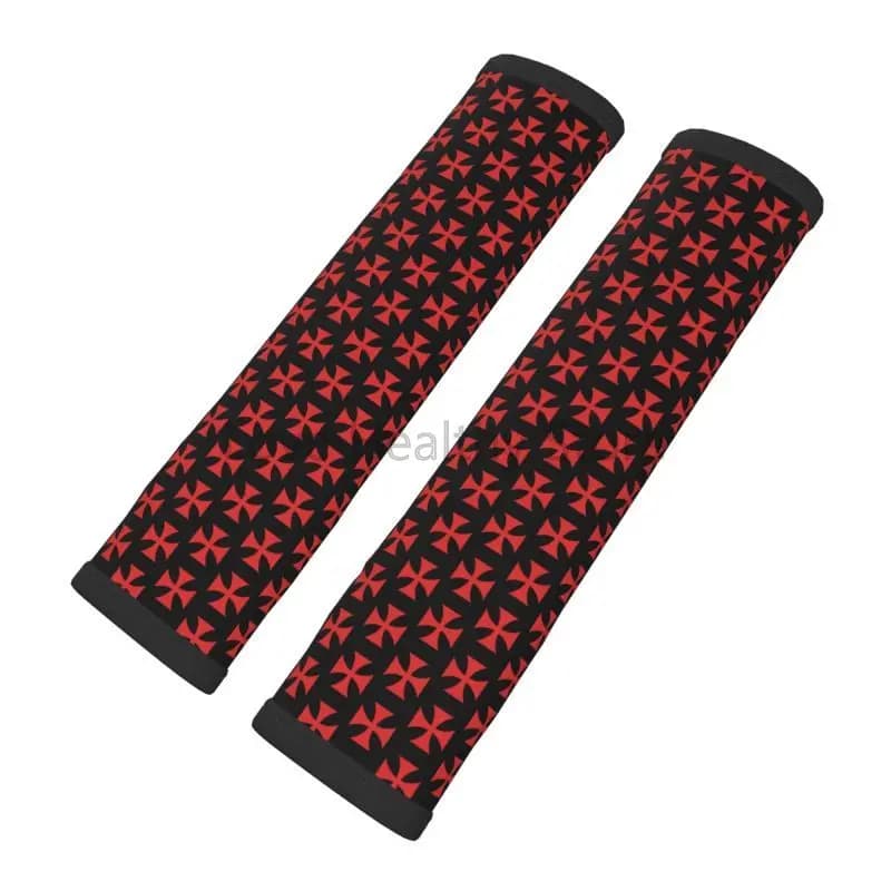 Safety belt seat for car with flag of templar knights, soft and comfortable, for shoulders and neck, for most SUV cars Van