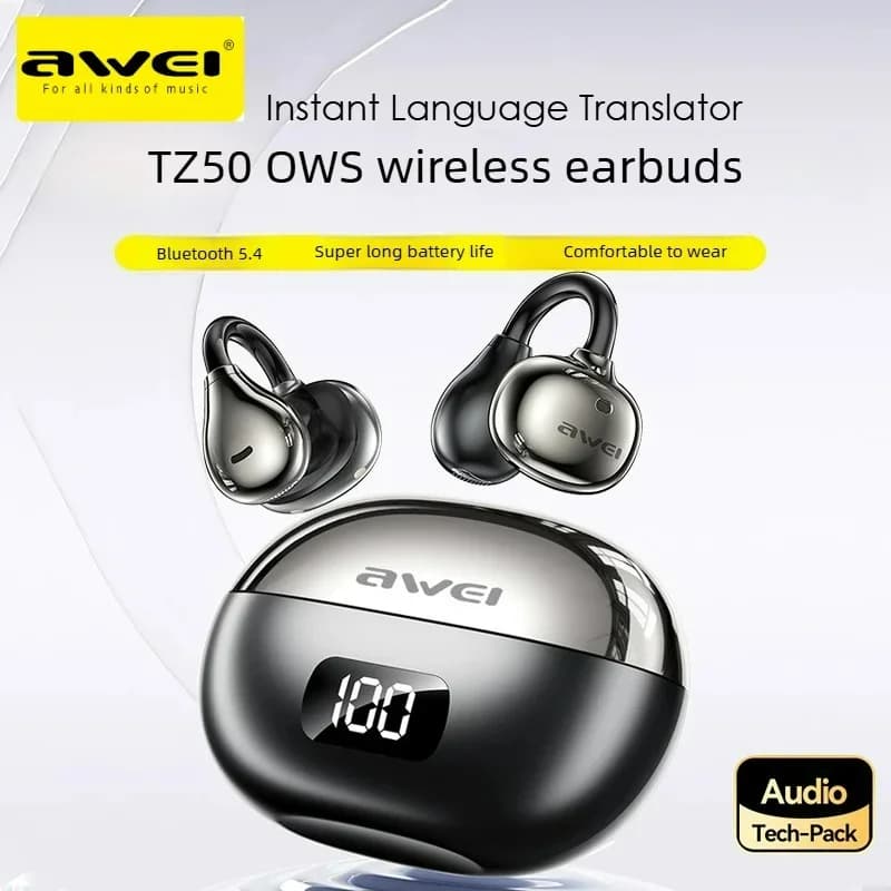 Awei TZ50 Auricolari Wireless Traduttori con Clip, OWS a Conduzione Aerea, Bluetooth per Chiamate, Fitness, Audio Hi-Fi, Impermeabili