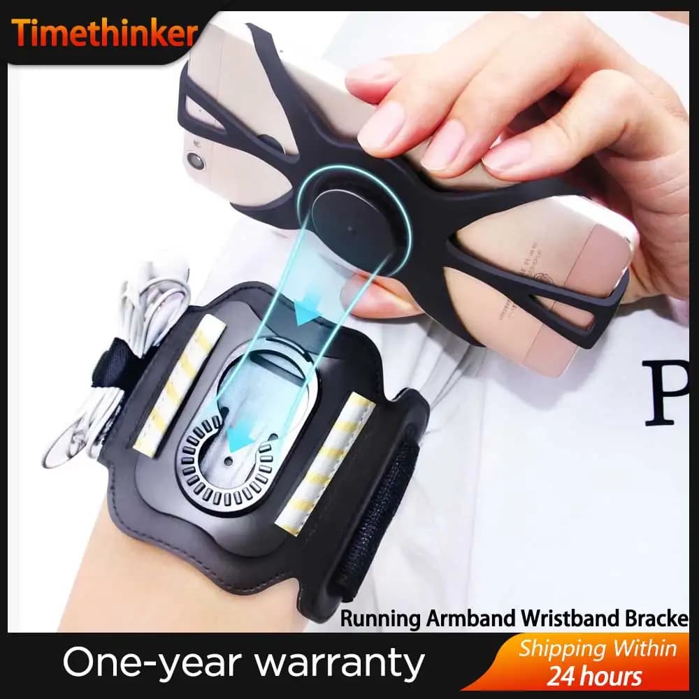 Bracciale da corsa con fascia da braccio 360 ° Supporto girevole per cellulare per custodia per carte smartphone da 4-7 pollici per corsa, ciclismo