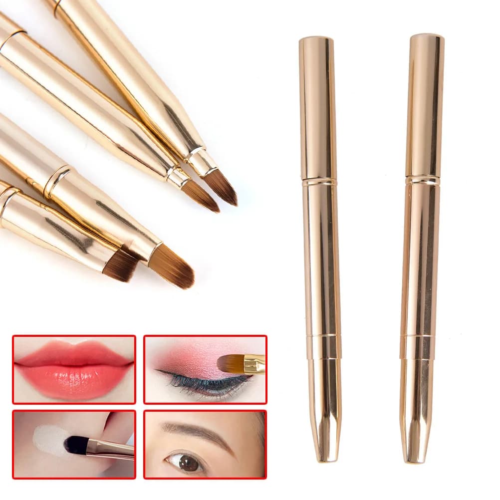 Double-headed Brush Retractable Lip Brush Eye Liner Eyeshadow Eyebrow Brush