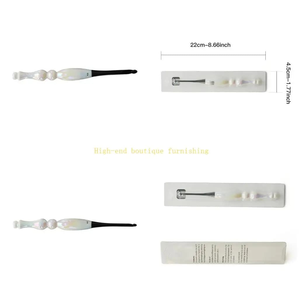 L9NB Uncinetto bianco acrilico con impugnatura comoda, design europeo, manico