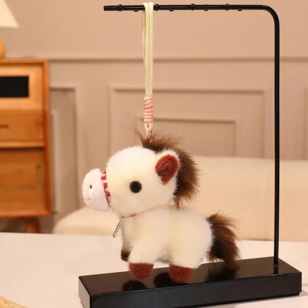 Set di Portachiavi con Ciondolo Cavallo Portafortuna in Stile Gioielleria Cinese, Anno del Cavallo 2026, Regalo di Compleanno e Natale, Morbido Peluche per la Casa