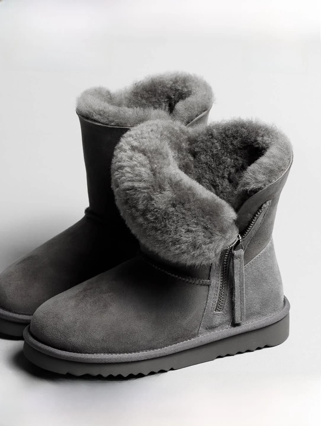 Stivali Invernali da Donna in Pelle di Pecora Foderati in Pile Spesso, Caldi e Resistenti al Freddo, Modello Casual a Mezza Gamba