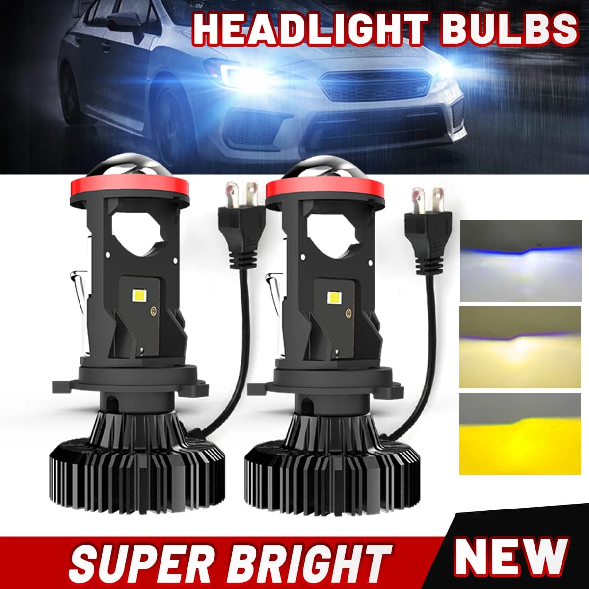 UNISHINE HA CONDOTTO LA Lampadina Del Faro H4 Mini Lente Del Proiettore 3500K 4300K 6500K Hi Low fascio Faro Del Motociclo Per Auto 12V 24V