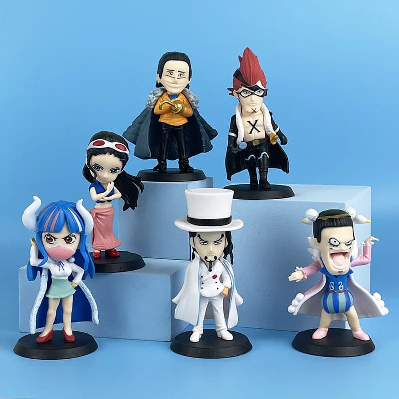 Set di 6 Action Figure One Piece in PVC, Statuette da Collezione per Decorazione Scrivania, per Fan di Anime: Crocodile, Bon Clay, Ulti, Robin, Lucci, X Drake