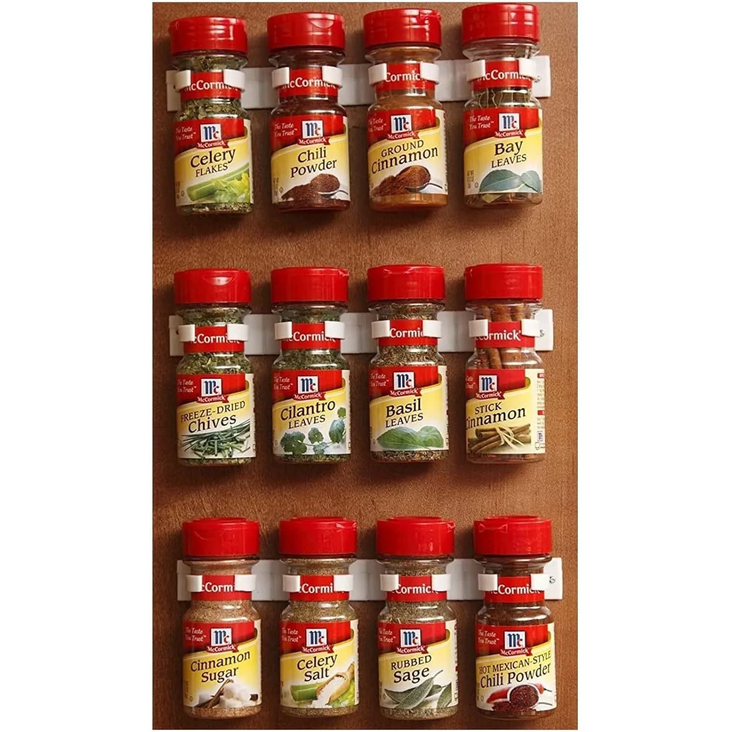 Clip Porta Spezie per Barattoli di Plastica, Set di 3 Supporti per 12 Barattoli, Organizzatore da Cucina Salvaspazio
