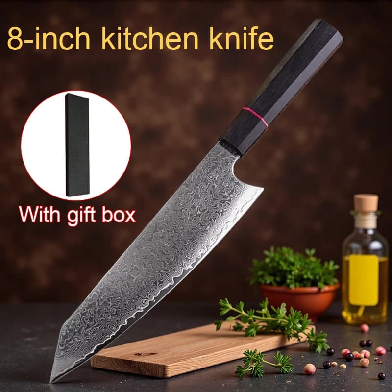 Coltello da cucina di alta gamma in stile giapponese, coltello da chef professionale in acciaio inossidabile a 67 strati ad alta durezza VG10, coltello giapponese per affettare.