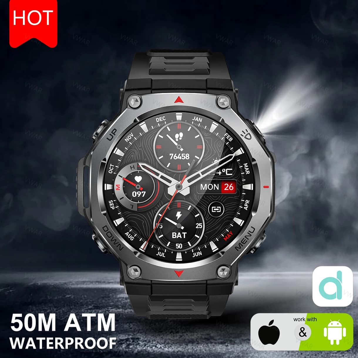 2025 New For Xiaomi Military Grade Smart Watch Men 1.43" AMOLED 5ATM Waterproof Sports FitnessTracker BT Call Smartwatches Women