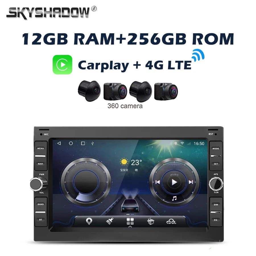 360 SIM IPS Carplay Auto Android 14.0 12G + 256G Lettore DVD per auto GPS WIFI Bluetooth Radio per VW Passat B5 Golf Polo Bora Jetta T5