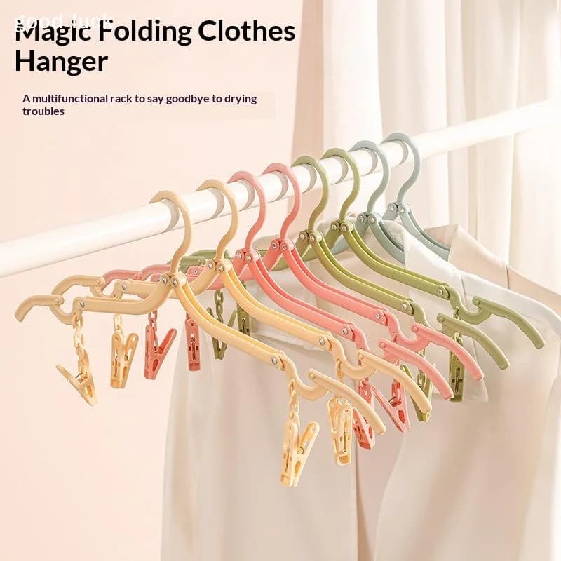AnswerFolding Clothes Hanger With Anti Slip Clips And Space Saving Design Perfect For Travel Home Dorm Clothing Storage