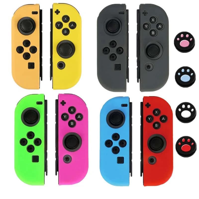 Custodia Protettiva in Silicone Morbido per Joy-Con, Cover Antiscivolo in Gomma con Tappi per Levetta Analogica per Controller Joystick NS Switch