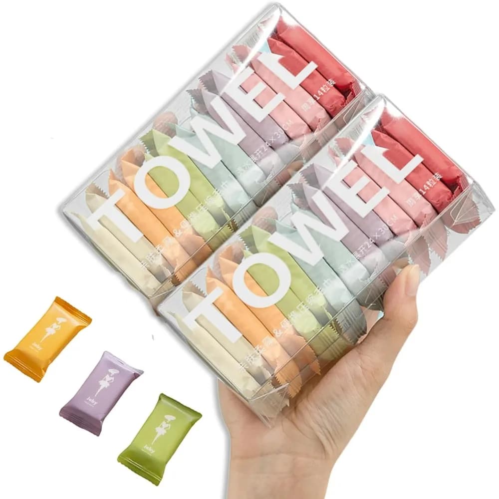 Super Absorbent Compressed Towels for Travel Camping Hiking Portable Face Cloth Wash Cloths Bulk Pack of 28 Pcs Extra Thick Quick Expand Towel Tablets Ideal Outdoor Activities Gym Sports Emergency Kit Car Office