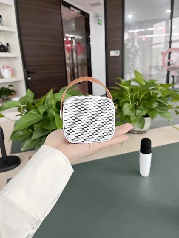 Mini Macchina per Karaoke LED, Altoparlante Wireless con Doppio Microfono, Giocattolo Portatile per Cantare a Casa