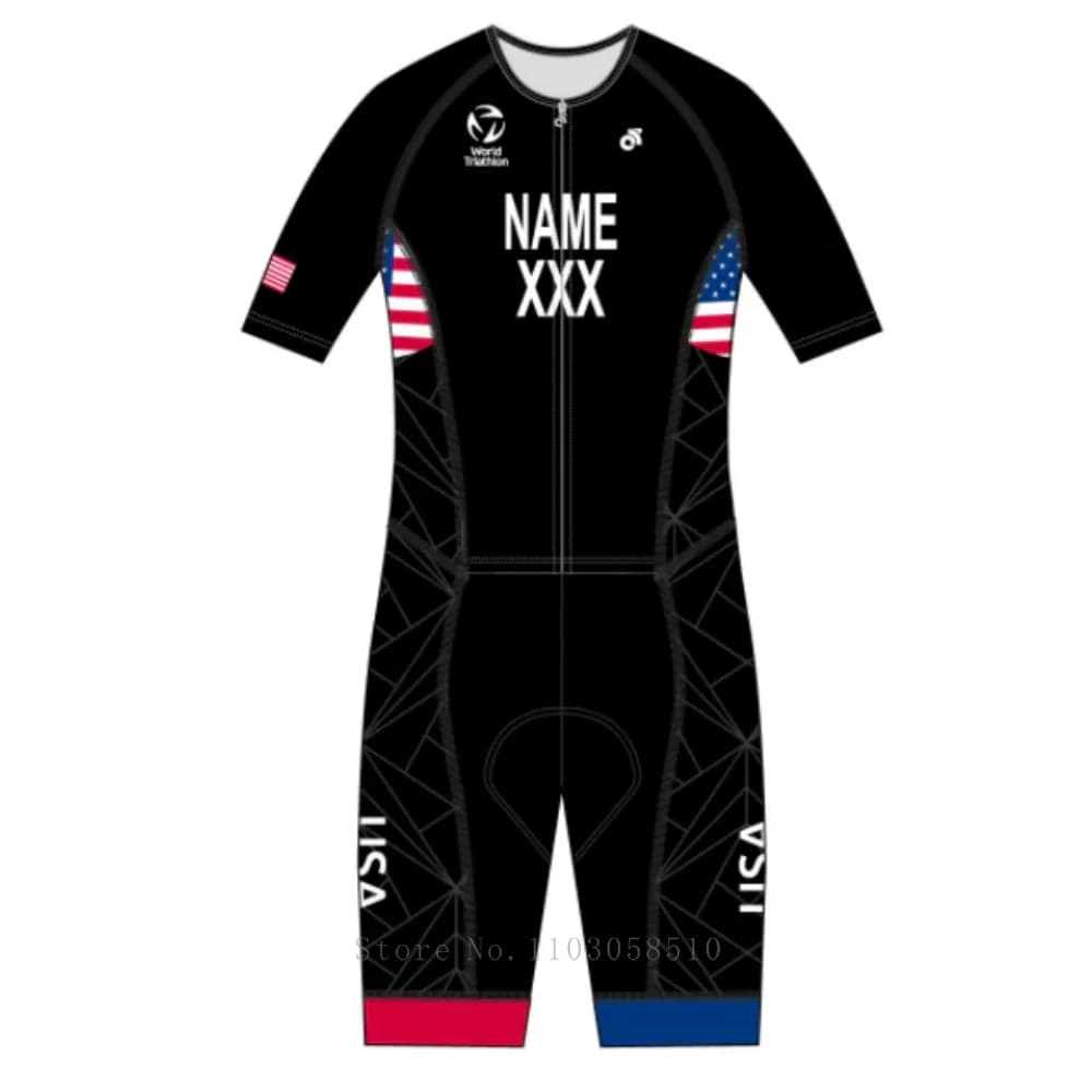 USA PERFORMANCE AERO TRI SUIT MEN-Custom NAME COUNTRY WORLD CYCLING JERSEY POLO TECH TEE TECH BIB SHORTS JERSEY TRI SWIMSUIT