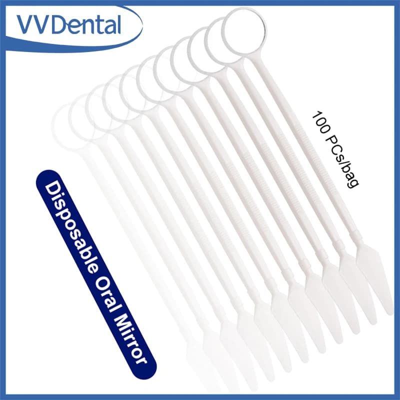 200 Pieces Disposable Plastic Dental Mirrors, Oral Photography Tool, Dental Examination Mirror, Tooth Whitening Tool