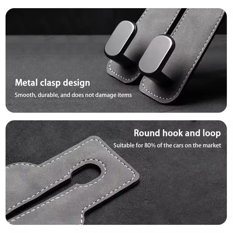 Ganci Universali in Metallo 2 in 1 per Poggiatesta Auto, Organizzatore per Sedile Posteriore, Clip per Borse, Set di Ganci per Auto