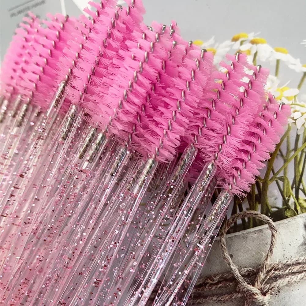 500 pcs Use And Drop Crystal Mascara Eyebrow Spoolies Brush for Eyebrow Extension of Eyelashes Wholesale Colored Beauty Tools