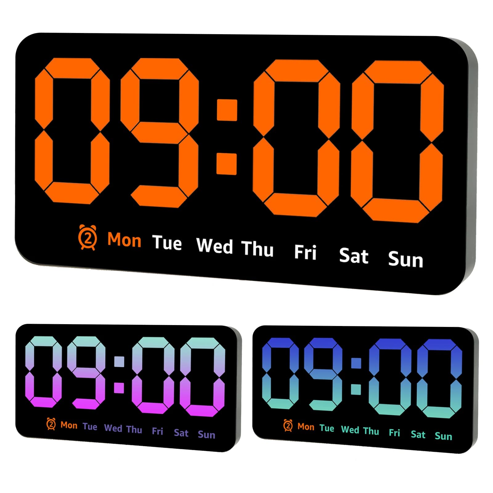 Orologio da Parete Digitale LED da 8,5 Pollici con Data, Settimana, Temperatura e Doppio Allarme per Camera da Letto, Soggiorno e Ufficio