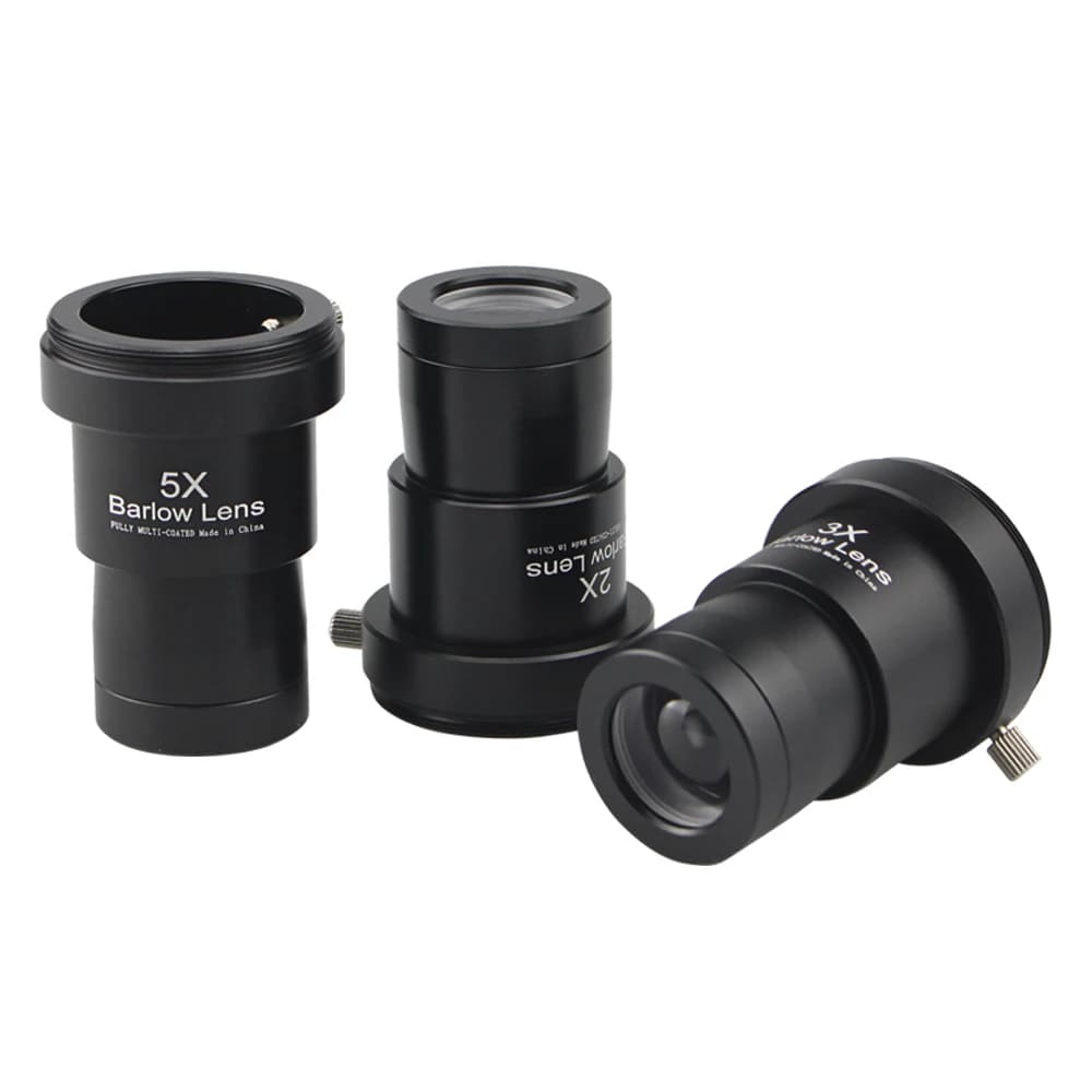 Obiettivo Barlow per telescopio da 1,25 pollici 2X/3X/5X - Vetro ottico completamente rivestito in metallo con filettature per montaggio su fotocamera M42 per astrofotografia