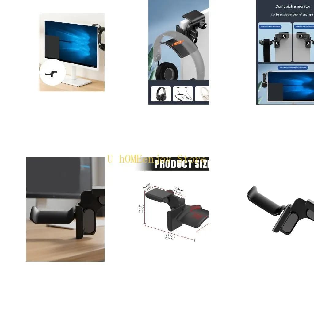 B0KF Monitor Stand for Headphone Clamp Adjustable Headset Holder Space Saving Desk Organization Easy Installation Accessories