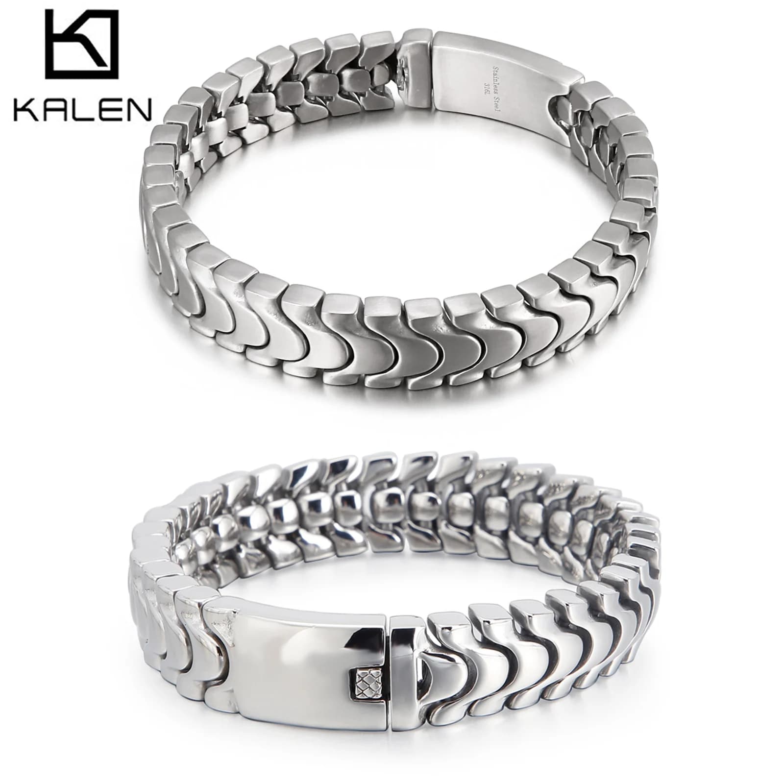 12mm Centipede Line Link Chain Bracelet - Stainless Steel 316L - KB125391-BDJX