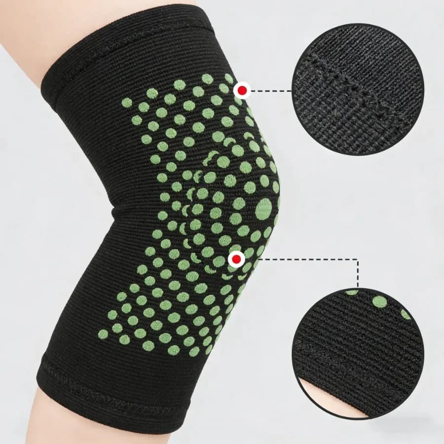Ginocchiera autoriscaldante in lattice con calore Moxa, supporto caldo esteso per il ginocchio per il comfort e la protezione quotidiana