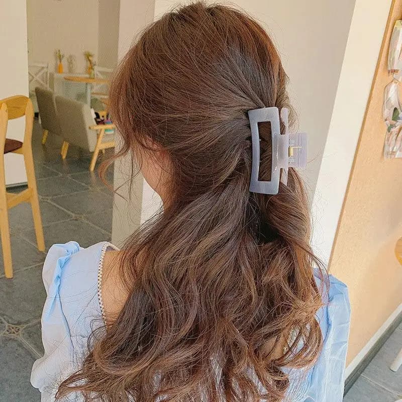 2Pcs Women Elegant Transparent Frosted Rectangle Hair Claws Lady Sweet Hair Decorate Toothed Hair Clips Fashion Hair Accessories