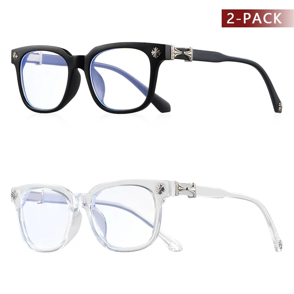Classic square anti blue light glasses for men and women, black and transparent frame, woman's unisex computer glasses