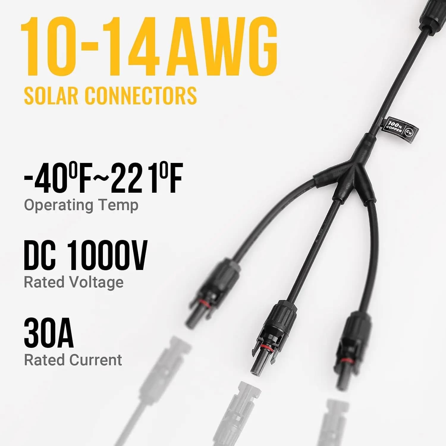 Connettori di derivazione a Y solari Connettori paralleli per pannelli solari da 1 a 3 Kit di strumenti per cavi solari (M/FFF e F/MMM)