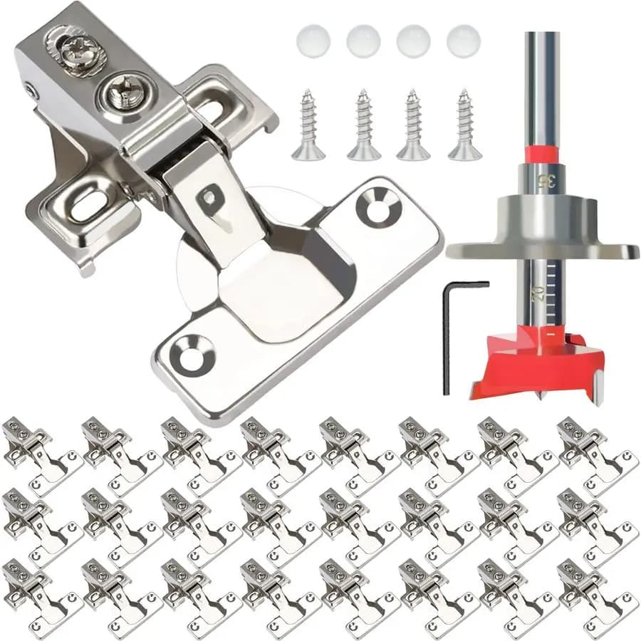 Pack of 24 hinges for cabinet doors with 1 2 inch cushioned closure for kitchen cabinet hinges, angel with 100 degree opening, stainless
