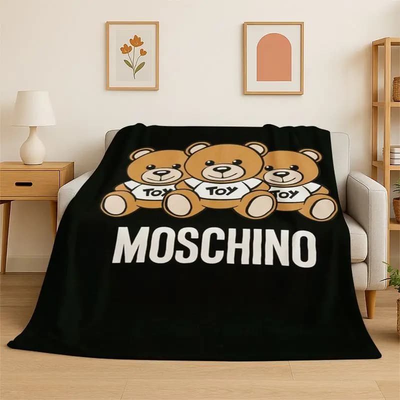 Classic M-Moschino Cartoon Bear Soft Flannel Throw Blanket,Cozy Blanket for Bed,Couch,Sofa,Bedroom,Living Room,Travel,Picnic kid