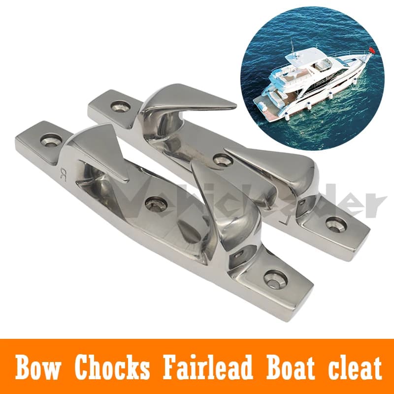 2pcs 4.6/5.9inch Boat Anchoring Mooring Dock Cleat Left and Right Hollow Fairlead 316 Stainless Steel Marine Boat Accessories