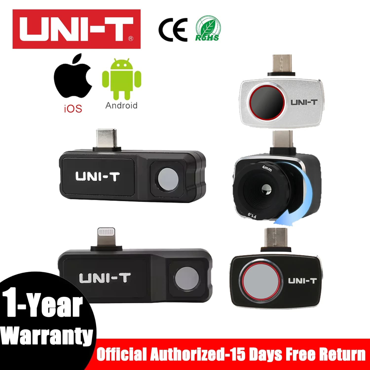 UNI-T UTI120/UTI260 Mobile Thermo Camera for Android Phone IP65 25Hz Industrial Inspection Heat Loss Detection Infrared Camera