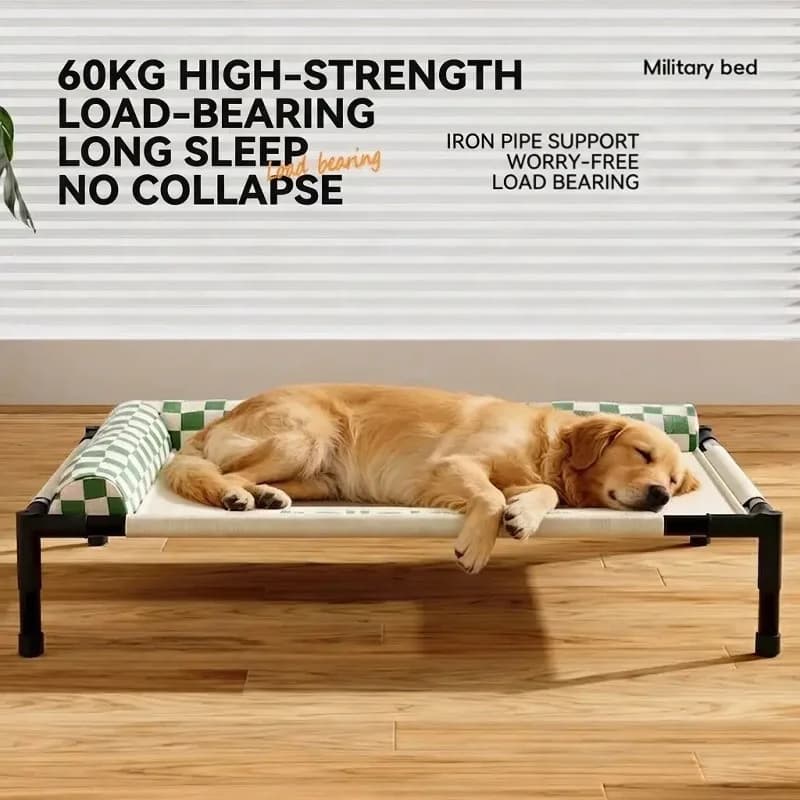 Elevated Dog Bed Summer Dog House 4 Seasons Universal Removable Washable Pet Bed for Small Medium Dogs Cats Camping Cot