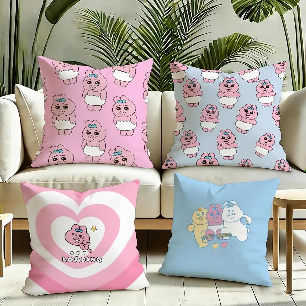 Opanchu Usagi Cushion Cover Reversible Plush Pillow Cover Soft Fluffy Home Decor for Sofa Bedroom