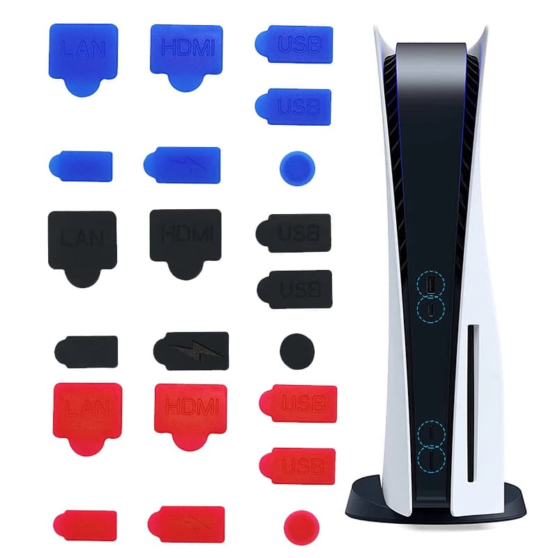Dust Plug for PS5 Game Console 7 PCS/Set Silicone Dust Protector Anti-Dust Cover Dustproof Plug for PS5 Game Console Accessories